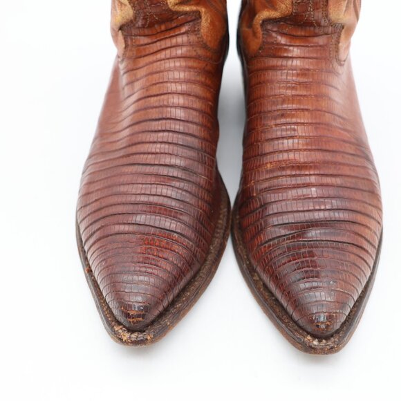 Justin 8301 Mens Size 9.5 E Brown Lizard Exotic Western Pointed Toe Cowboy Boots - Picture 12 of 13